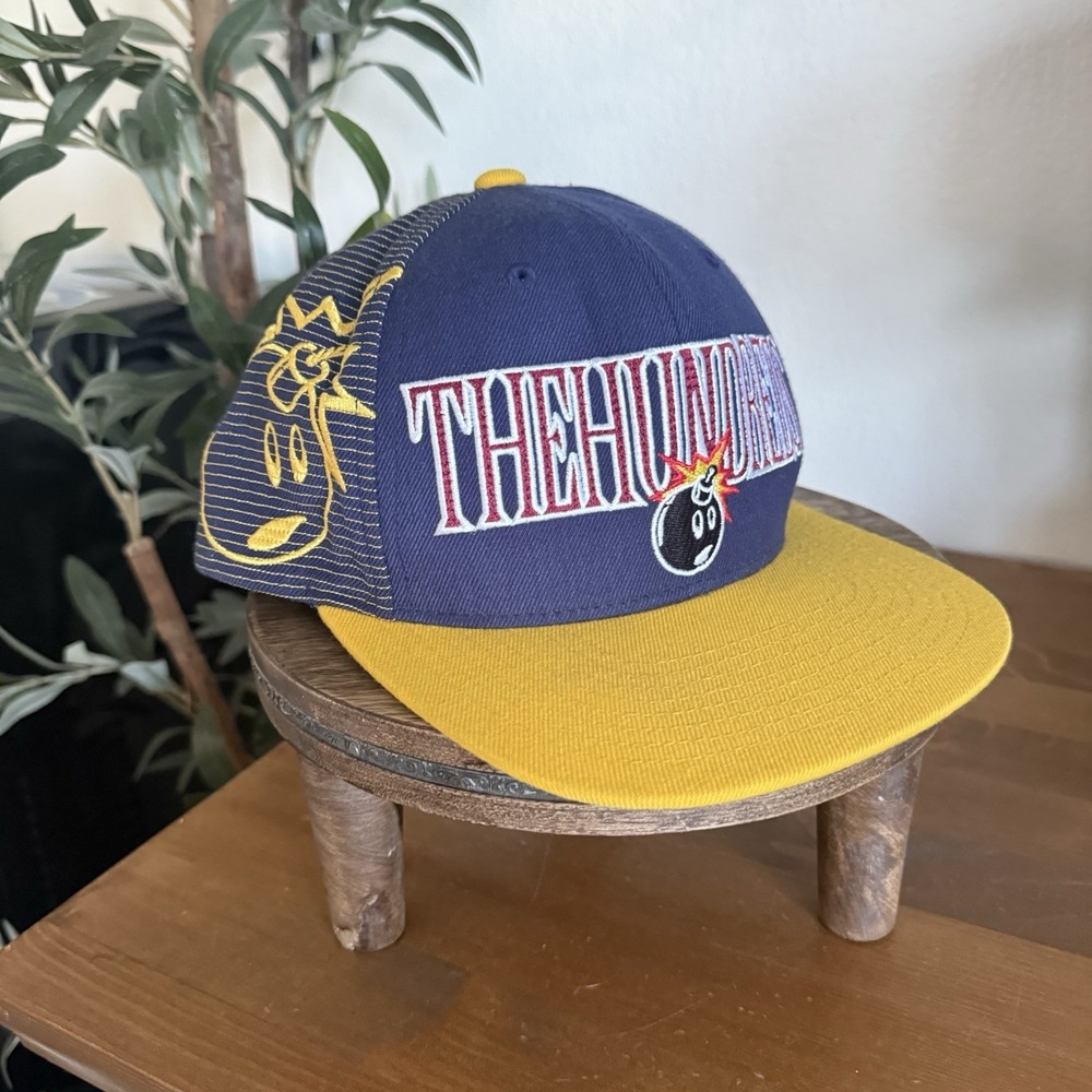 The Hundreds Adam Bomb Snapback Hat Navy Gold Wool Blend Streetwear Skate Cap OS